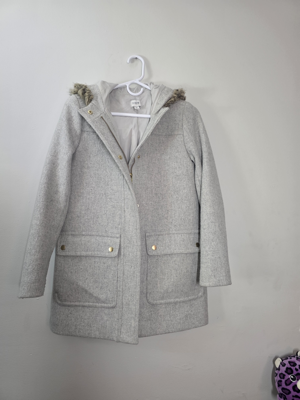 JCrew Women's Winter Coat With Faux Fur Hood Size 0